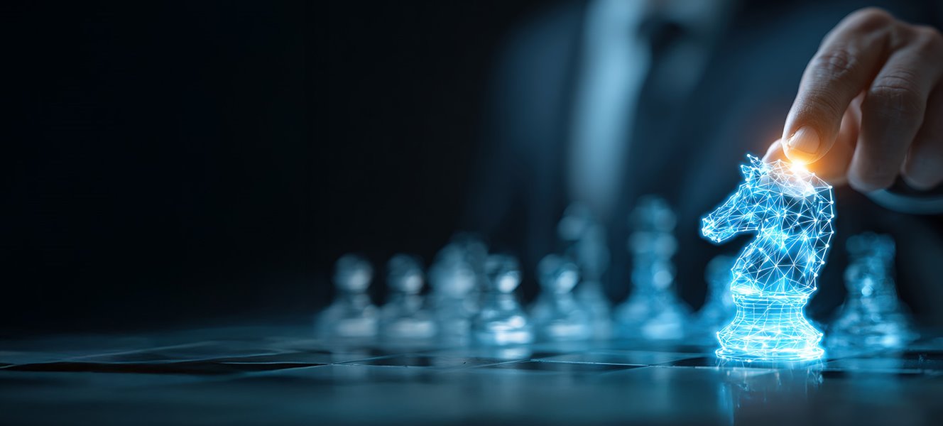 A digital chess board to depict digital strategy. 